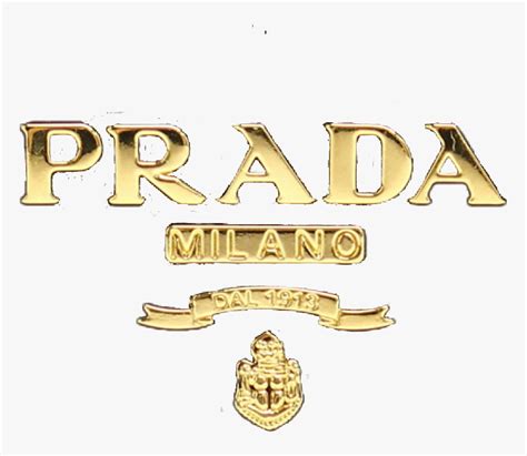 prada logo in gold.